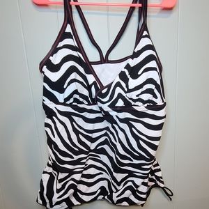 Zebra Print Tankini Swim Top Cole of California